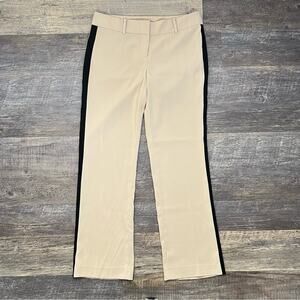 Ann Taylor tan w black side stripes straight business casual dress pants 4 B151